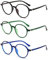 VEVESMUNDO Blaulichtfilter Lesebrille Runde Retro Groß Damen Herren Anti Blaulicht Lesehilf Sehhilfe Brille (3 Stück Lesebrillen Set, +1.0)