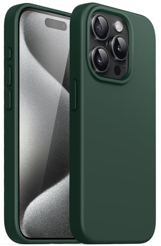 JETech Silicone Case for iPhone 15 Pro Max 6.7-Inch, Silky-Soft Touch Full-Body Protective Phone Case, Shockproof Cover (Midnight Green)