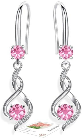 YOEE Ohrringe mit 5A Zirkonia Hängend Ohrringe mit Silber 925 Post für Damen Hängeohrringe Lange Ohrhänger Geschenk für Frauen Freundin Mama Mädchen - Rosa