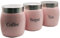 Set of 3 Stainless Steel Tea Coffee Sugar Canisters,Storage Barrel Style, Rust Resistant,Powder Coated Ideal for Kitchen Storage Coffee Granules, Tea Leaves & Bags & Sugar Cubes (PINK)