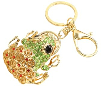 Feng Shui Lucky Toad Schlüsselanhänger aus Edelstahl, vergoldet, gold, One size