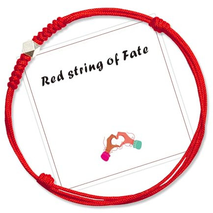 QianSiLi Filo Rosso Del Destino,Bracciale Portafortuna Donna,Bracciale Rosso Donna Uomo Baby, Braccialetti Regali Per Lui e Lei, Regolabile, Argento 925 (Rosa)