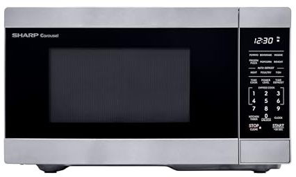 SHARP Mikrowellenherd mit abnehmbarer 27,9 cm (10,6 Zoll) Drehteller, 900 W, 2,3 m³, Edelstahl