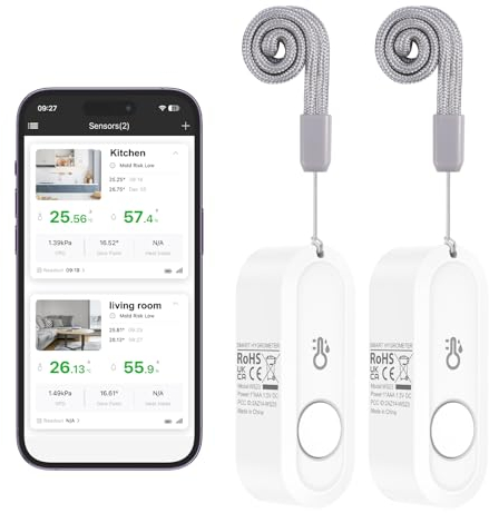 Brifit Thermomètre Hygromètre Bluetooth, Moniteur de Température et Humidimètre avec App, Thermomètre d'intérieur avec Stockage de Données, Thermomètre Connecté pour Maison, Bureau, Cave, Serre