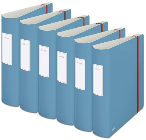 Leitz Qualitäts-Ordner 180° Active, 6er Pack, A4, 500 Blatt, 8,2 cm Rückenbreite, Sanftes Blau, Cosy-Serie, 10380061