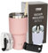 Thermal Coffee Cup Travel Mug, 20oz, Insulated Tumbler with Lid and Straw, Stainless Steel Travel Cup, Reusable Travel Cup with Splash Proof Lid (Pink)