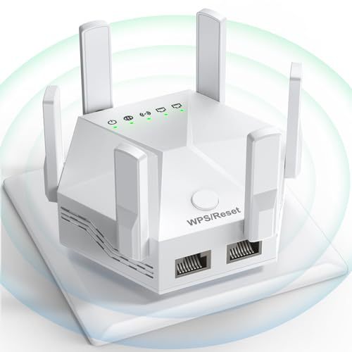 2024 WiFi Signal Booster for Home, Powerful 6 Antennas, WiFi Amplifier, Coverage Up to 10000 sq.ft, 1200Mbps Dual Band 5GHz/2.4GHz Long Range Wireless