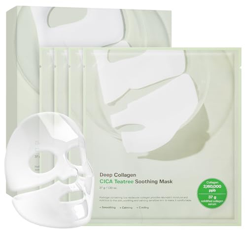 SUNGBOON EDITOR Deep Collagen CICA Tea tree Overnight Mask 37gx4ea | Real Collagen Face Mask with Tea tree & Centella | Acne Face Mask for Calming & Soothing | Korean Skin Care