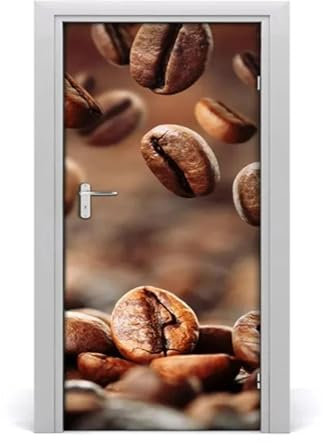 Türaufkleber Türtapete Türbilder Türposter 3D-Türtapeten-Aufkleber Mit Heißem Kaffee Und Getränken, Bohnen-Aufkleber, Selbstklebend, Abnehmbar, Für Zuhause Und Schlafzimmer(M,90x200cm)