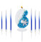 Geburtstagskerzen Zahlen, 3D Blue White Frozen mit Schneeflocke Geburtstagskerze, Kerzen Geburtstag Zahlen mit 6 Langen Kerzen in Farbverläufen, Geburtstagskerzen für Geburtstagsdeko (6)