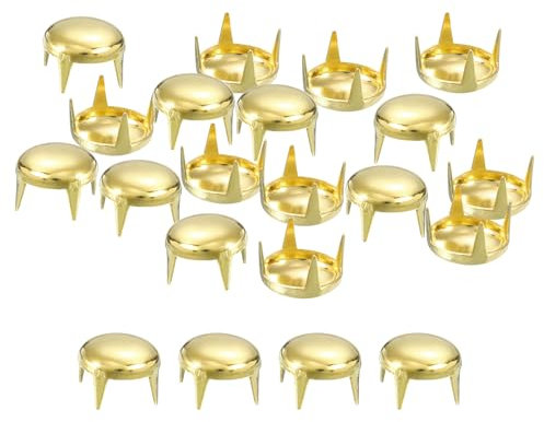 QUARKZMAN 160 Piezas de Remaches Redondos de Cúpula Dorados, Clavos de Espiga de Latón de 8 mm, Tachuelas Punk Rock, Cuentas de Garra para Ropa Diy, Cinturón, Bolso