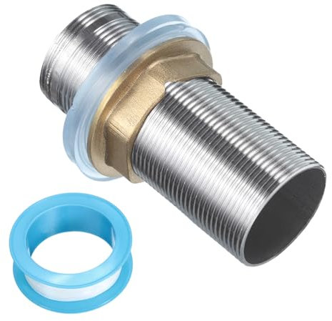 uxcell 3 Faucet Mount Extension Shank Stainless Steel Threaded Pipe Lengthen Mounting Shank Lengthen Fixed High Foot with Nut and Gasket 1PCS