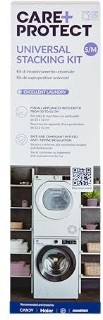 CARE+PROTECT Zwischenbaurahmen für Trockner & Waschmaschine I Universaler Verbindungsrahmen für Geräte mit 33-52 cm Tiefe I Platzsparend & kippsicher stapeln I Zwischenbausatz weiß I Einfache Montage