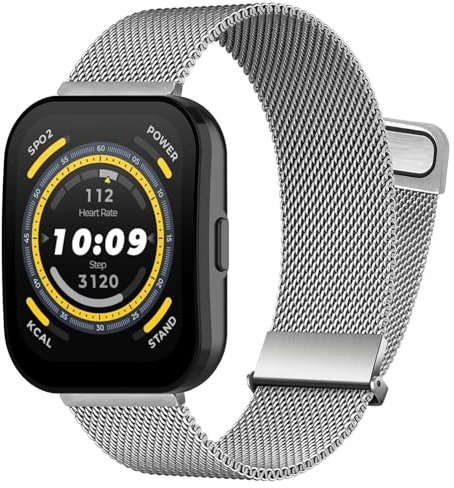 Correa Metálica de Succión Magnética Doble RenSheng para Amazfit Bip 5 y Bip 6, 22mm Acero Inoxidable