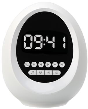 SANON Digital Alarm Clock, Bluetooth Speaker, Wireless Speaker FM Clock Radio, Bedside Lamp with Adjustable Brightness