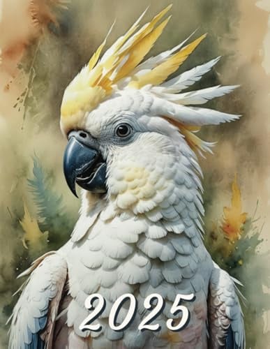 2025: Monthly Calendar Planner with Cockatoo Bird