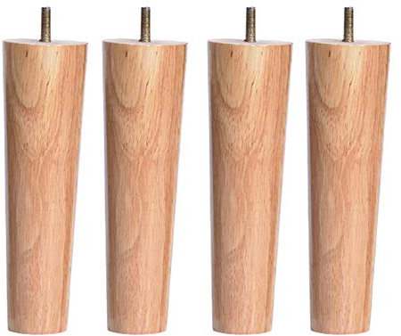 Lot de 4 pieds de fauteuil en bois massif avec filetage M8 antidérapant Design conique 18 cm