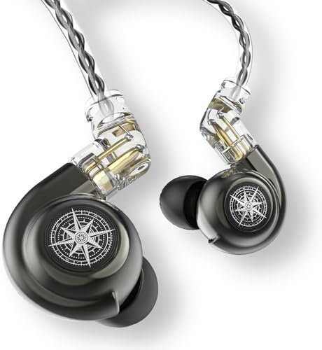 BZINK Conch in Ear Monitor HiFi Bass Earphones, Hi-Res Crystal Clear Vocals Gaming Earbuds with Zinc Alloy Shell, Professional Stage IEMs Earphones, Wired Ear Buds Detachable Cable for Musician