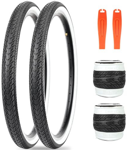 ZUKKA 2er-Pack Faltbarer 26 Zoll Reifen 26x1.75 Mantel 47-559 Fahrrad Ersatzreifen Klappbarer für Fahrrad,MTB Mountain Ersatz für Mountainbike Kinderfahrrad, Crusier Bike, Commuter Bike,Weiße Wand