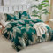 Tokokimo Parure de lit double vert émeraude - Motif feuilles tropicales dorées (1 housse de couette et 2 taies d'oreiller) - Vert - 200 x 200 cm - Feuilles tropicales