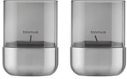 blomus Windlicht 2er Set -Calma- | Kerzenhalter aus hochwertigem Stahl und Glas | Farbe Stainless Steel | Größe XS | 7L x 7B x 9,5H cm | Indoor | exkl. Kerze