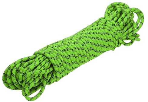 QUARKZMAN Corde en polypropylène tressé en Diamant Corde en Nylon 3/8 98ft/30m Haute résistance pour Une Utilisation intérieure et extérieure Navigation Vêtements Ligne - 9mm, Vert/Noir