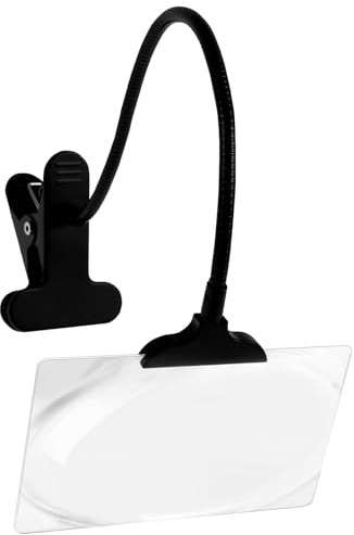 5X Large Magnifying Glass with Clip Adjustable Flexible Gooseneck Clip On Magnifying Large Page Magnifier Reading Magnifier for Reading, Sewing, Crafts