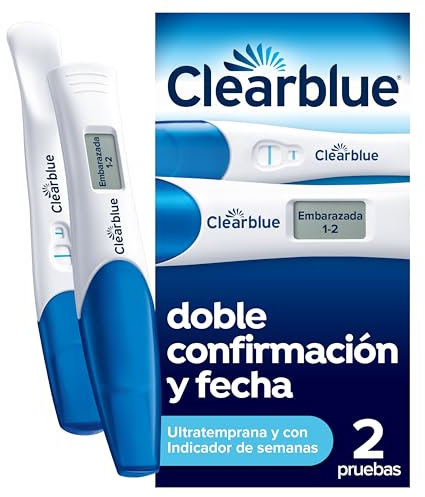 Paquete combinado test de embarazo Clearblue Ultratemprana con doble verificación y fecha, Resultados 6 días antes (test visual) con indicación de semanas de embarazo (test digital), Kit de 2 pruebas