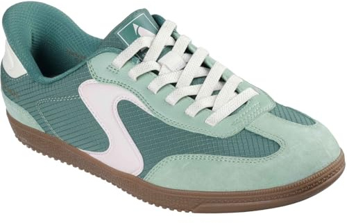 Skechers Hotshot-Everyday Ease, Damen-Sneaker, freihändig, Grünes Nylon-Leder, rosa Rand, 40 EU