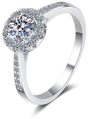 Promise Ring, Eheringe Weissgold 750 mit 0,5 Ct Runder, im Labor Gezüchteter Diamant Größe 62 (19.7)