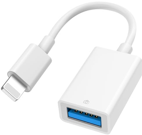 [Certifié Apple MFi] Adaptateur Lightning vers USB, Adaptateur USB pour iPhone 14 13 Pro Max iPad, Caméra OTG Adaptateur pour Flash Drive, Lecteur de Cartes, Souris, Clavier