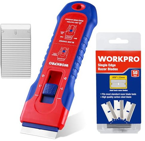 WORKPRO Retractable Razor Blade Scraper with 56 Blades