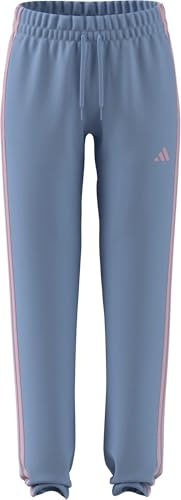 adidas Damen Essentials 3-Stripes French Terry Cuffed Pants, Glow Blue/Clear pink, XL