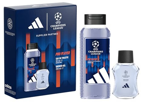 adidas, Cofanetto Regalo UEFA Champions League Pro Player, Eau de Toilette 50 ml e Docciaschiuma 250ml