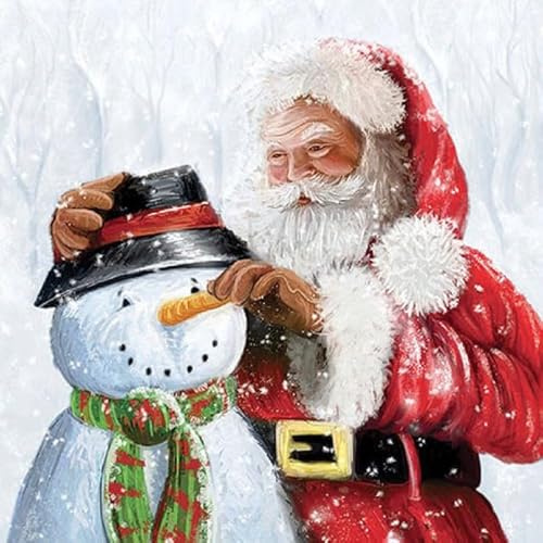 Servietten 3-lagig 25x25 cm | 20 Stück | Papierservietten Bunt Perfekt für den Weihnachtstisch | Weihnachten | Tischdeko | Decoupage | Serviettentechnik (Der Weihnachtsmann und der Schneemann)
