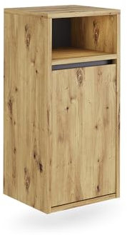 Vicco Mobiletto da bagno Viola, Artigiano/grigio, 38 x 80 cm con cesto portabiancheria