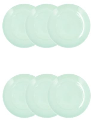 Luminarc Set de 6 platos postre Apy Paradise de vidrio opal 18 cm | Verde, Vidrio opal, formato redondo, acabado brillo, 18 cm, 6 piezas, apilable, apto para microondas, apto para frigorífico