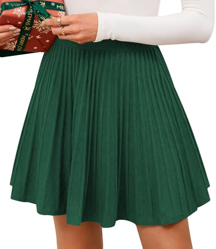 Adigaber Femmes Jupe Mini Taille Haute Tricot Plissé Jupe | Taille élastique,Court,Uni,Extensible,Chaude,Confortable,Festif,Mariage,Soirée,L'hiver