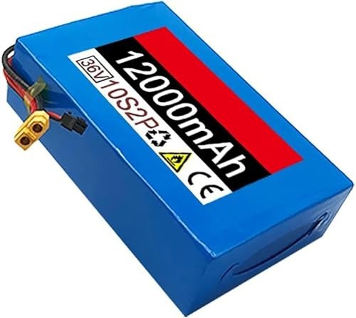 Batterie pour Vélo Électrique avec Chargeur 36 V 12 Ah 10S2P, Batterie De Remplacement Amovible pour Scooter Électrique, Compatible avec Les Moteurs De Vélos 36V 12Ah,XT60+JST