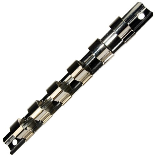 Alkan 1/2 Nusshalter 180 mm Aufsteckschiene 6 Clips | Aufsteckschiene/Klemmleiste mit 6 verschiebbaren Clips für 1/2 Vierkant-Nüsse, Ordnung für Stecknüsse