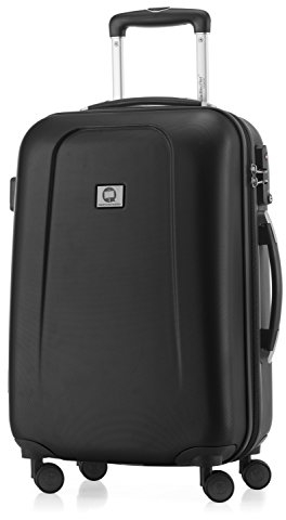 HAUPTSTADTKOFFER - Wedding - Handgepäck Koffer Kabinen Hartschalen-Koffer Trolley Rollkoffer Reisekoffer, TSA, Doppelrollen 55 cm, 42 Liter, Schwarz