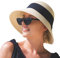 Comhats Chapeau de soleil pliable en paille pour femme avec protection solaire à large bord, Taille M