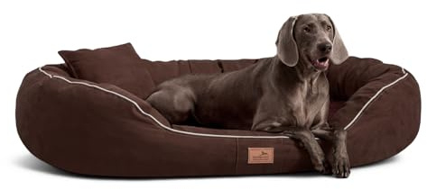 tierlando® Orthopädisches Hundebett Marlon Nonplusultra mit formstabiler Visco Plus Matratze, extra weicher Velours-Bezug Größe: 140x105cm | Farbe: 01 Braun
