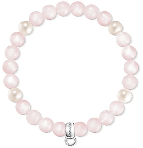Thomas Sabo Damen Charm-Armband Rosenquarz Süßwasserzuchtperle 925 Sterling Silber X0222-469-9