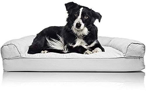 Furhaven Large Orthopedic Dog Bed Quilted Sofa-Style w/Removable Washable Cover - Silver Gray, Large