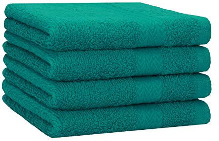 Betz 4 Stück Strandtücher Duschtücher Set Größe 70x140 cm Duschhandtuch Badetuch Strandtuch Handtuch Premium 100% Baumwolle Farbe smaragdgrün