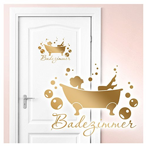 Wandaro Wandtattoo Badewanne I weiß (BxH) 27 x 21 cm I Badezimmer Bad Deko WC selbstklebend Aufkleber Türaufkleber Wandsticker Wandtatoo Tür W3407