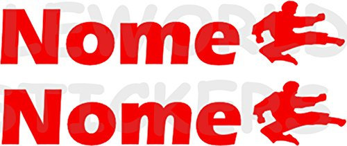 AWS 2 Sticker SPORT mit Namen Personalisierte H 2 cm Karate Judo ohne Hintergrund Paar Stickers Tuning mit Logo Sport Vinyl Wasserdicht Fahrrad Motorrad Fahrrad Helm Custom Name, rot