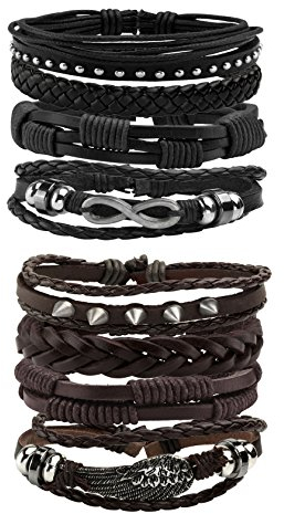 MILAKOO Men Lederarmband Punk Geflochtenen Seil Alloy Bracelet Bangle Wristband