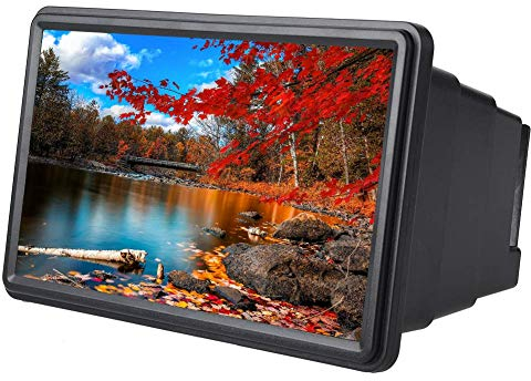 Tosuny Amplificador de Pantalla 3D, Amplificador de Lupa de Pantalla de teléfono de 12 Pulgadas, Adecuado para Todos los teléfonos móviles(Negro)